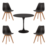 Klik Muebles - Comedor Tulip Negro 80Cm - 4 Sillas Tulip Negras