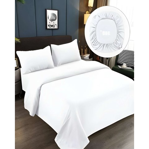 Genérico - Juego De Sabanas 500 Hilos 1 Plaza Blanco