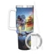 thumbnail image 3 of Invencible Vaso aislado de acero inoxidable con asa, diseño temático, regalo para familia, amigos y fans; incluye pajita y encaja en el portavasos estándar, 40 oz, 3 of 6