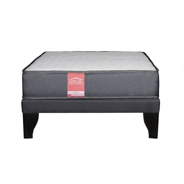 Cama 1.5 Plazas Europea Slim America Gris Tela Gris 105x190x50 Cm Resorte Bonell Dual Side