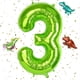 thumbnail image 1 of Globo verde con número de 40 pulgadas, globo verde con número 3 y 3 globos de dinosaurio. Globo de dinosaurio para decoración de fiestas infantiles, cumpleaños, baby shower y fiestas temáticas de anim, 1 of 7