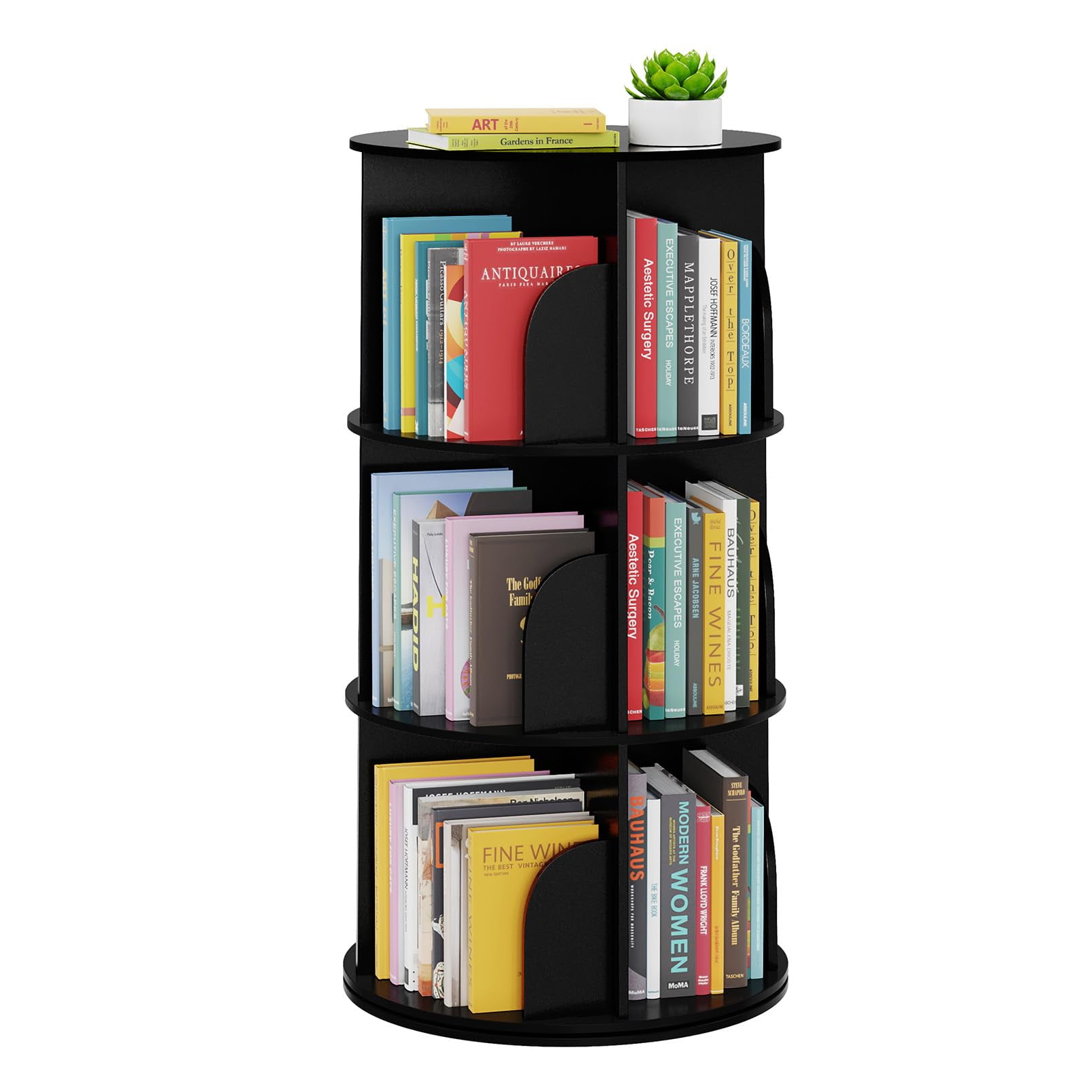 Estantería Giratoria Tower Spaceaid De 3 Niveles, Negra