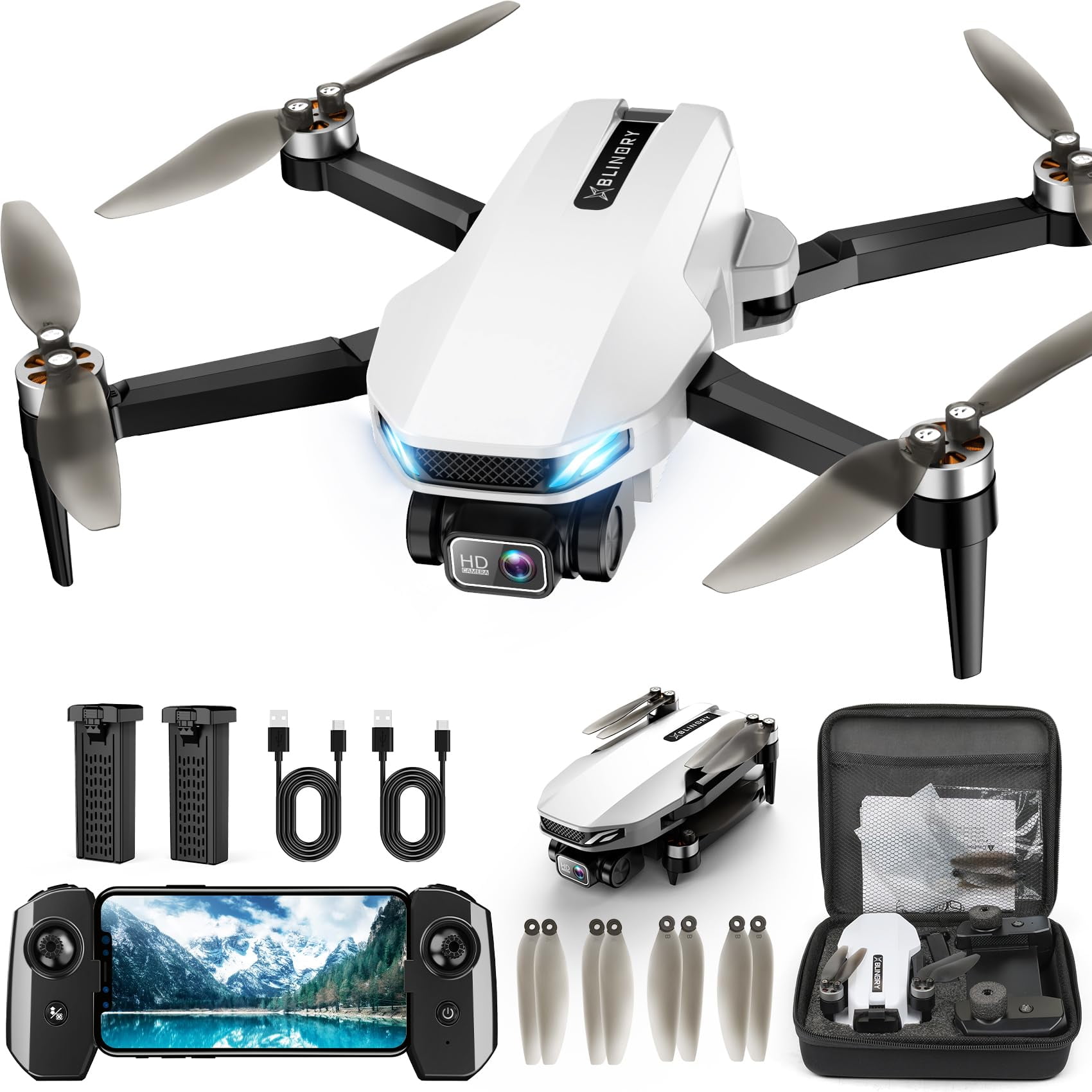 Drone Gps Blinory Hk55 Con Cámara Hd 2k, Retorno Automático Y Más