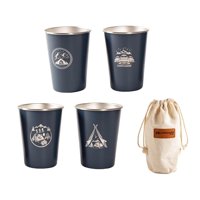 Magideal - Paquete De 4 Vasos De Material Acero Inoxidable De 350Ml, Vasos De Metal, Vasos Irrompibles Para Beber, Vasos De Agua Para Niños, Adultos, Uso En Interiores Y