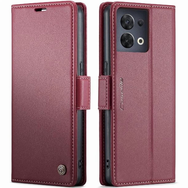 CaseMe tipo cartera OPPO Reno 8 5G con cierre magnético, RFID, tarjetero, soporte, carga inalámbrica