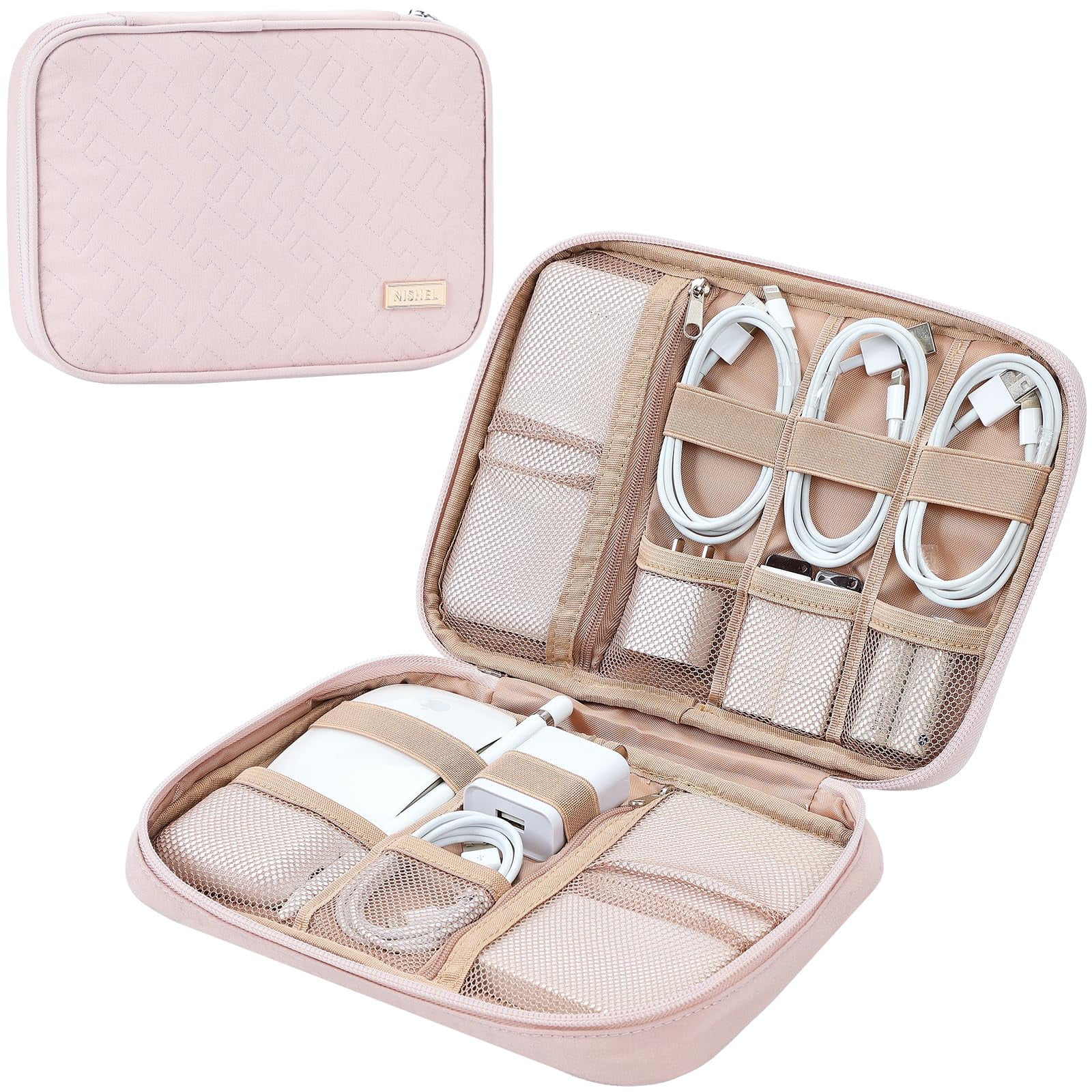 Funda Organizadora De Cable De Viaje Nishel Pink Para Cargador, Cable