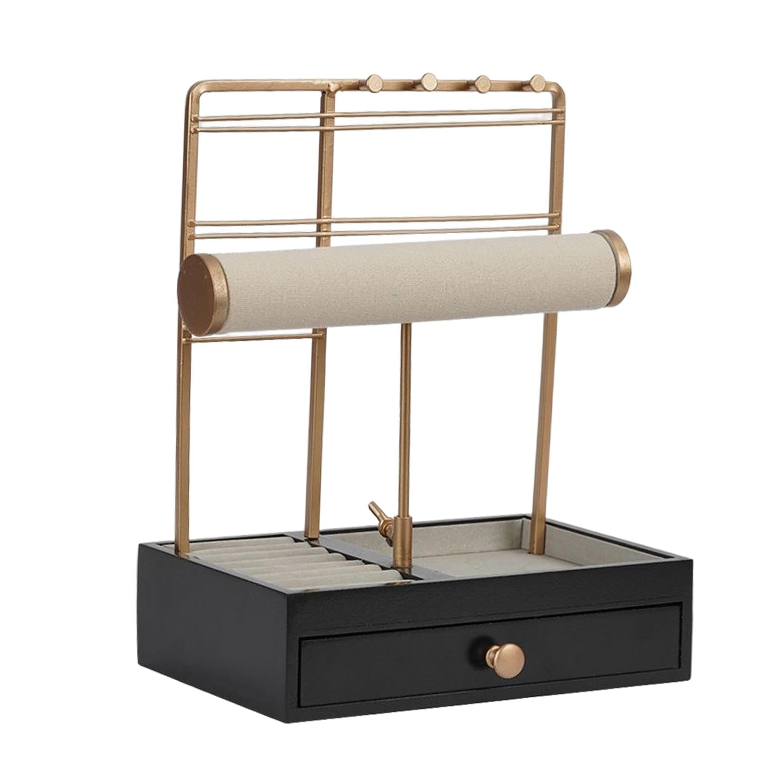 Magideal - Organizador Para Presentación De Joyas, Soporte De Exhibición Para Collares, Con Cajón Para Pulsera, Pendientes, Colgante, Reloj De Cadena , Negro,