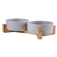 thumbnail image 1 of Cuencos para mascotas, juego de cuencos de cerámica para perros y gatos con soporte de madera para comida y agua, cuencos antideslizantes y bonitos para mascotas., 1 of 6