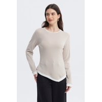 Fashionspark - Polera Mujer Borde En Contraste Beige