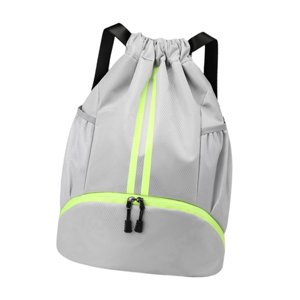 Ioensy - Mochila Con Cordón Para Gimnasio, Con Separación De Ropa Seca Y Húmeda, Ideal Para Playa, Senderismo, Piscina, Color Gris
