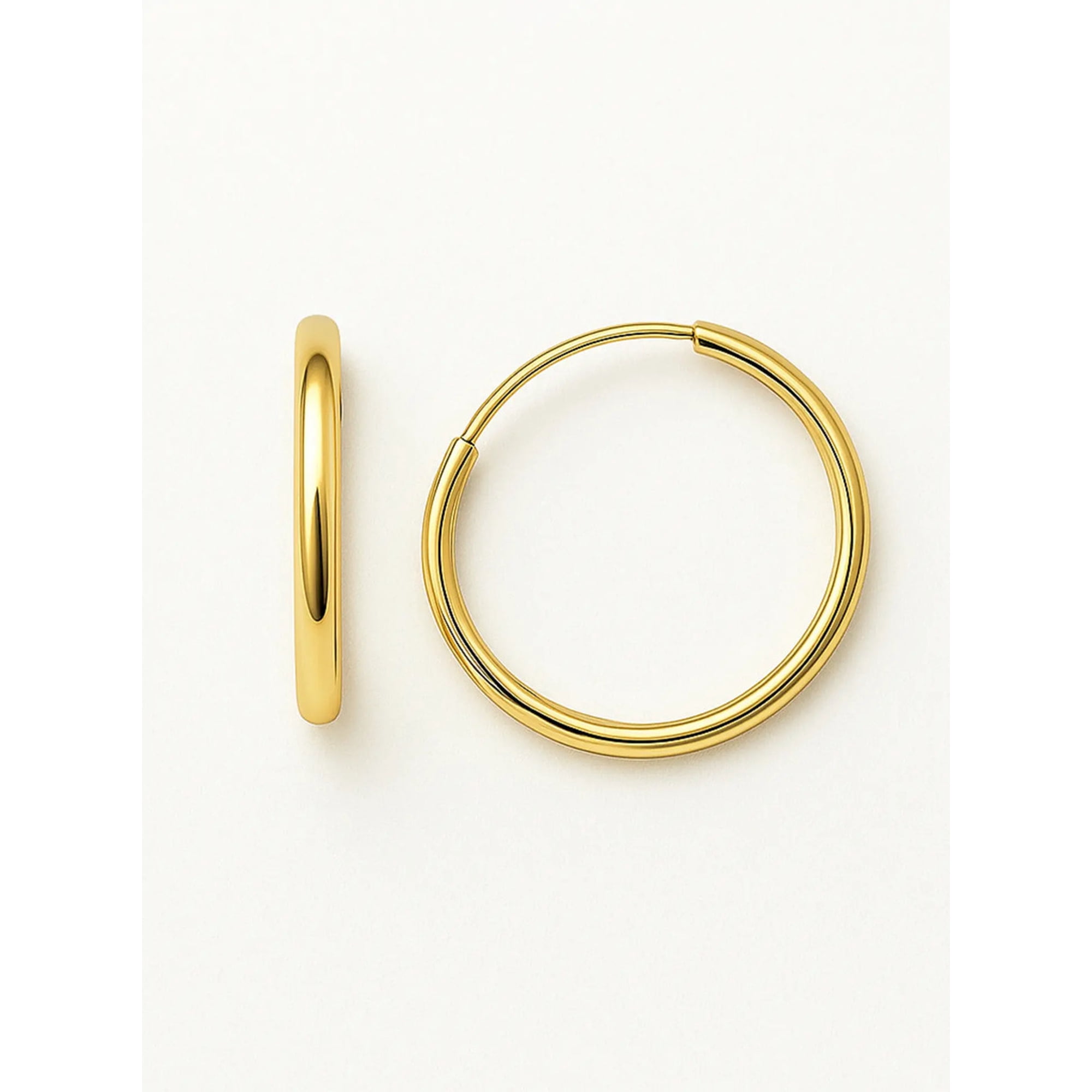 Jireh Joyas - Aros Argolla Tubo 12mm Oro 18k 1.65gr Clásicas Regalo Mujer Dorado