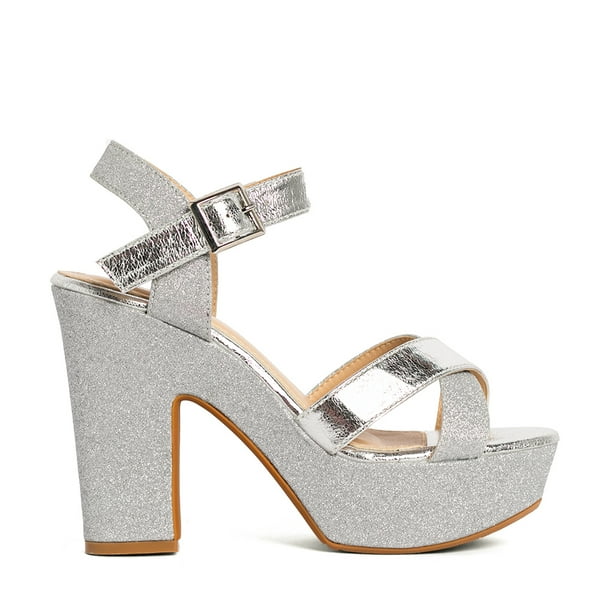 Sandalia Taco Plateado Fiesta You176 Mujer