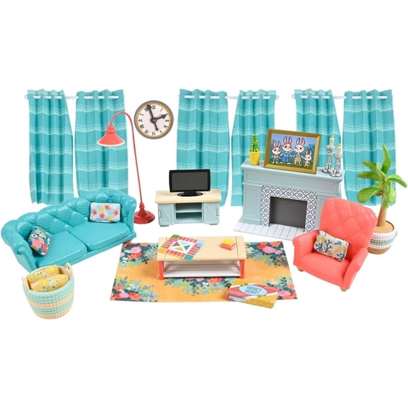 Muebles de muñecas Honey Bee Acres para sala de estar, 28 piezas