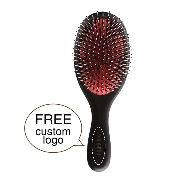Steel Hair Brush Women Custom Name Wood Hair Brush Metal Stainless Pin Hairbrush Head Scalp Massage Comb Brosse Cheveux Femme