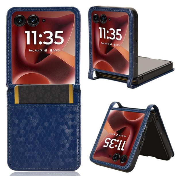 Funda Cartera Lunares Motorola Razr 60 Ultra con Tarjetero, Correa y Soporte Azul
