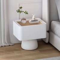 Santú Home & Deco - Velador Moderno Cajón Estilo Nórdico Blanco Blanco
