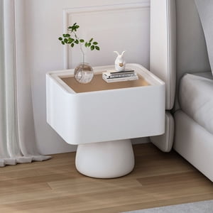 Santú Home & Deco - Velador Moderno Cajón Estilo Nórdico Blanco Blanco