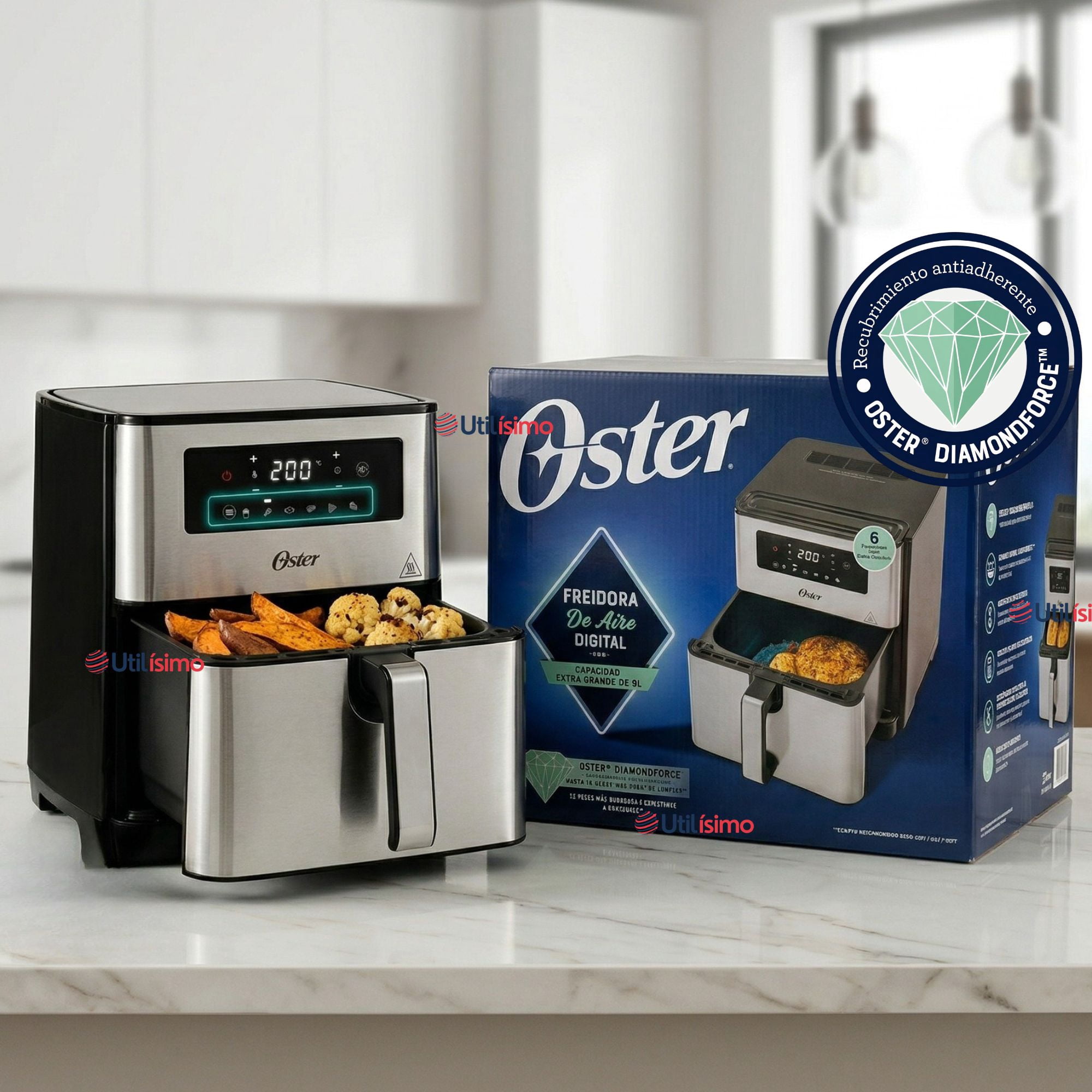 Freidora De Aire Digital Oster® Con Capacidad De 9l Ckstaf90d 1550w