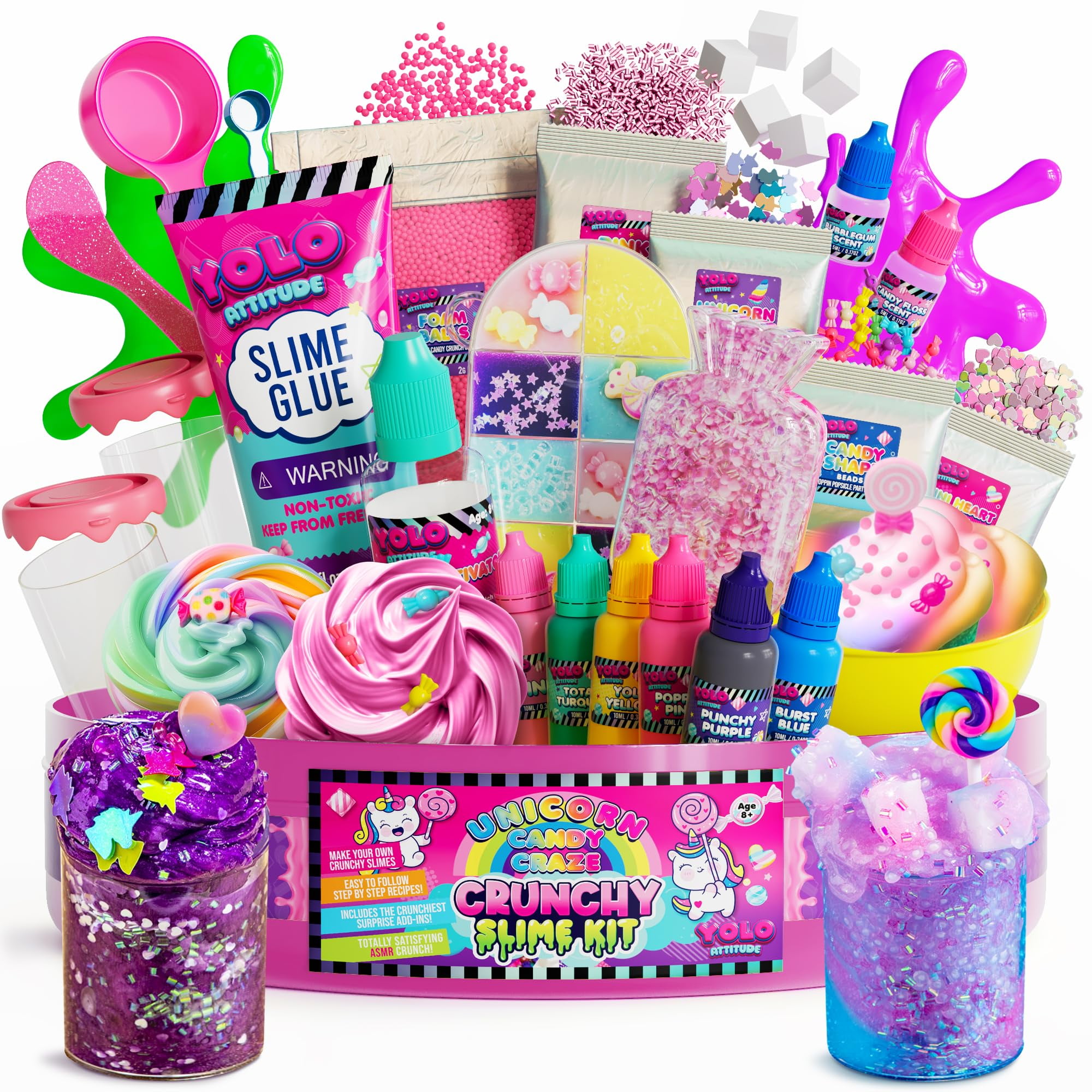 Yolo Attitude - Slime Kit Yolo Unicorn Candy Craze Para Niñas De 8 A 12 Años Y Mayores De 40