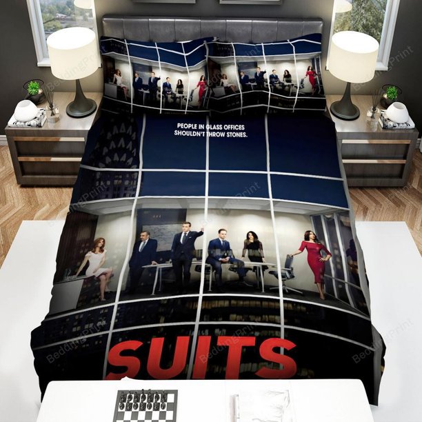 Suits People In Glass Offices Shouldn't Throw Stones Quilt Duvet Cover Set3-Piece Bedding Set