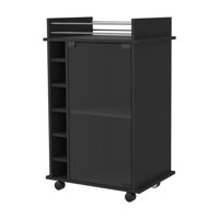 Fmfurniture - Bar Bajo 6 Botelleros 1 Puerta De Vidrio Fm-009N - Negro