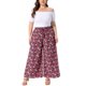 thumbnail image 2 of Pantalones Anchos de Pierna Floral de Talla Grande para Mujer de Agnes Orinda, con Lazo Frontal, Estilo Boho, Fluidos, Casuales, de Playa, con Bolsillos 1X Negro Rosa, 2 of 6