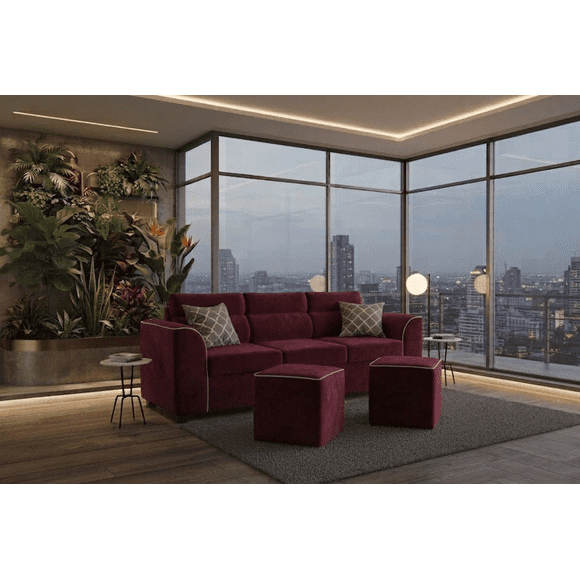 Sofa pufa 3 cuerpos 2 puff