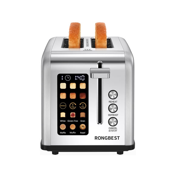 Toaster RONGBEST con pantalla táctil de acero inoxidable de 2 cortes, color plateado