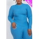 thumbnail image 4 of Saronite Conjunto de Dos Piezas de Top y Leggings de Manga Larga con Cuello Alto y Punto Acanalado Básico, Azul Ibiza (Talla Grande para Mujer), 4 of 5