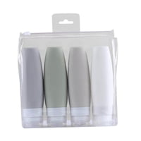Magideal - De Viaje De Silicona, Exprimibles Con Bolsa De Transporte Transparente, Contenedor De Artículos De Tocador Portátil Para Loción, Jabón, Champ , 4X 90Ml