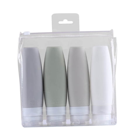Magideal - De Viaje De Silicona, Exprimibles Con Bolsa De Transporte Transparente, Contenedor De Artículos De Tocador Portátil Para Loción, Jabón, Champ , 4X 90Ml