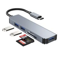 Genérica - Hub Adaptador Usb-C 5 En 1 Usb 3.0 Concentrador De Expansión