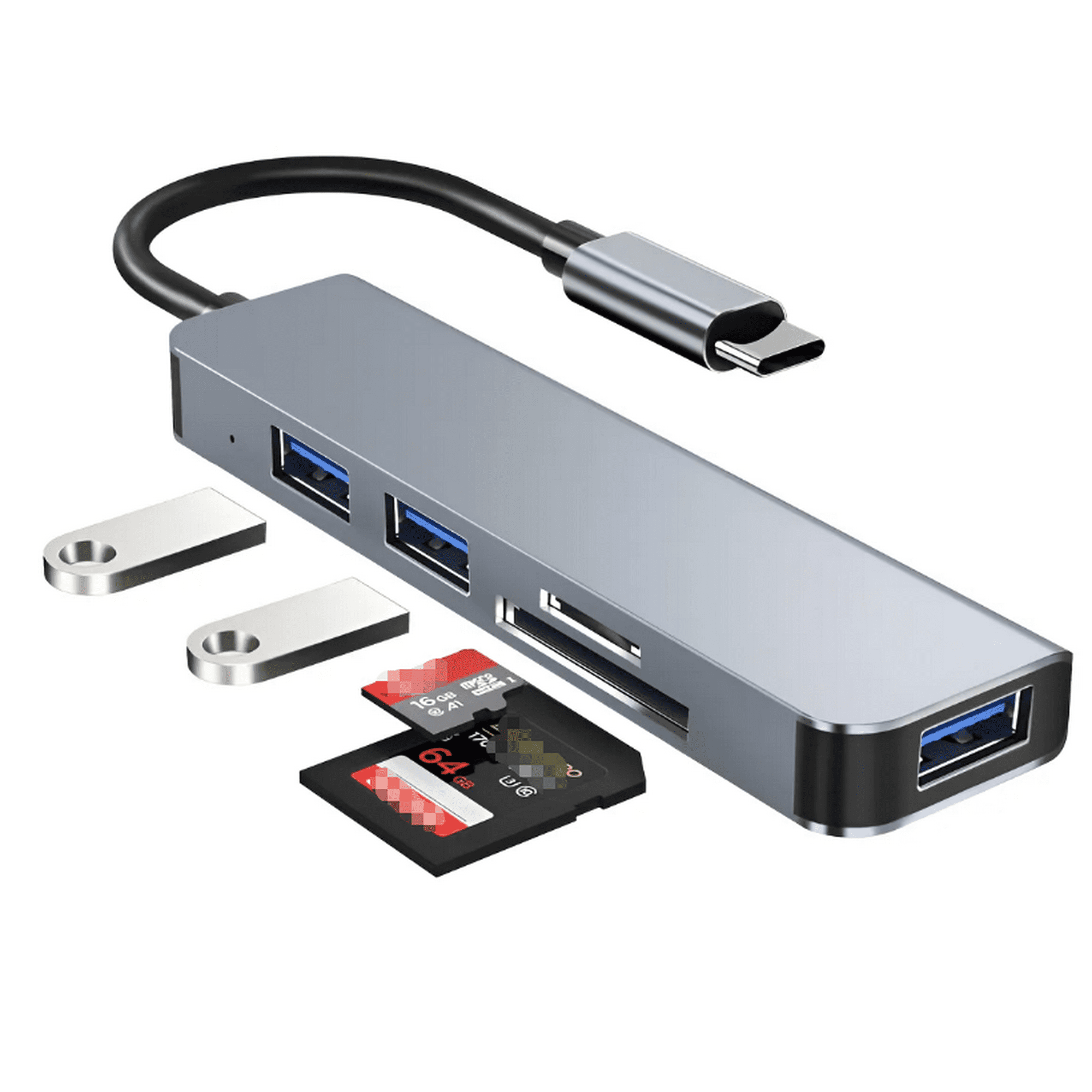 Genérica - Hub Adaptador Usb-c 5 En 1 Usb 3.0 Concentrador De Expansión