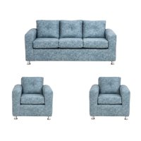 Muebles América - Living George 311 Cuero Auris Azul Claro