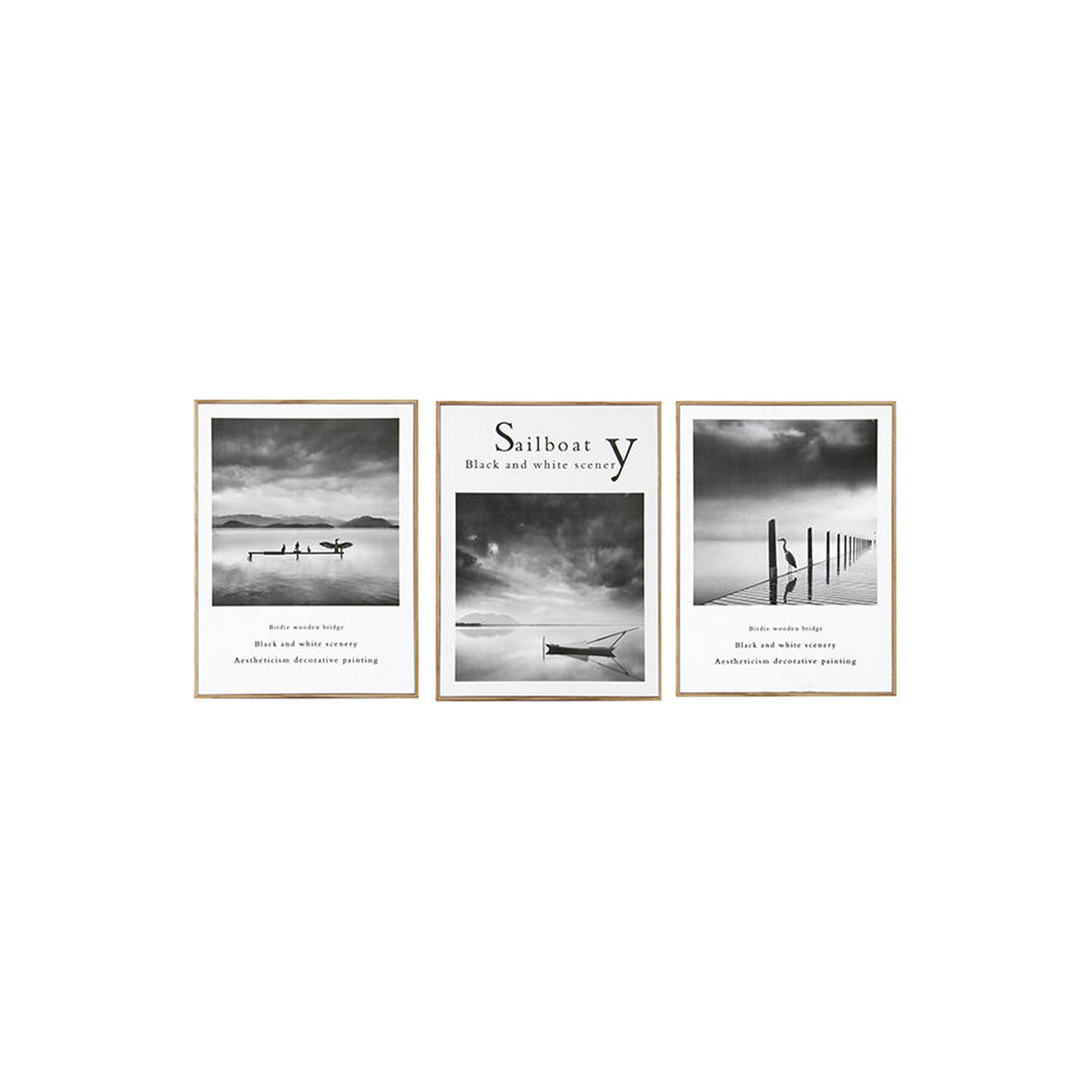 Vgo - Set 3 Cuadros 30x40 Mad C/lam Neg 30x40