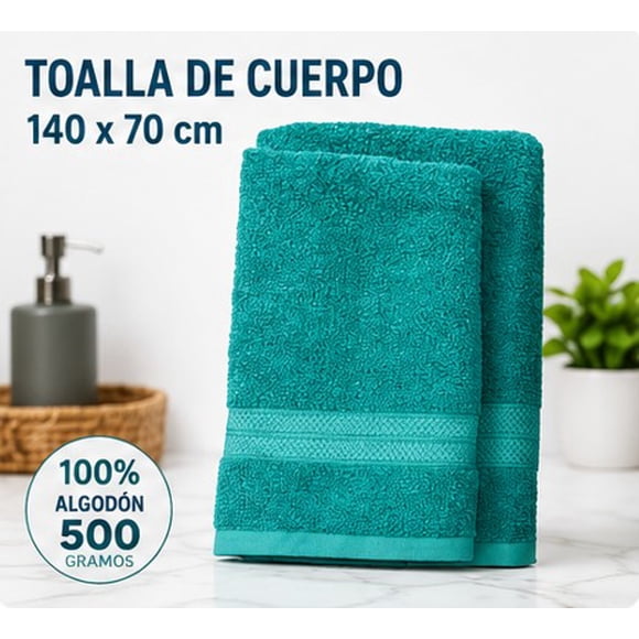Toalla de Cuerpo Turquesa 140 x 70 cm – 100% Algodón, 500 Gramos