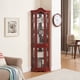 thumbnail image 1 of Curio Cabinet Lighted Glass Display Curio Cabinet w/Tempered Glass Doors and Shelves, Crown Corner Cabinet with Bulb, Corner Storage Decoration for Living room and Bedroom Cherry, 1 of 3