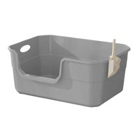 Magideal - Caja De Arena Para Gatos Abierta, Inodoro, Colcha, Contenedor, Caja De Arena Para Gatos, Caja De Arena Portátil A Prueba De Salpicaduras Para Conejos Gris