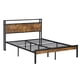 thumbnail image 2 of Queen Size Metal Platform Bed Frame with Wooden Headboard and Footboard with USB LINER, No Box Spring Needed, Large Under Bed Storage, Easy Assemble, 2 of 3