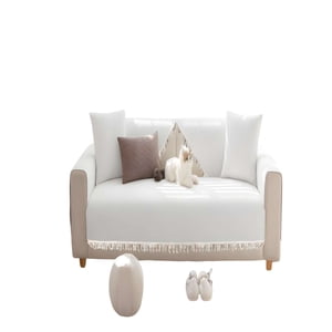 Genérico - Funda Para Sofa De 5 Piezas Con Flecos Blanco
