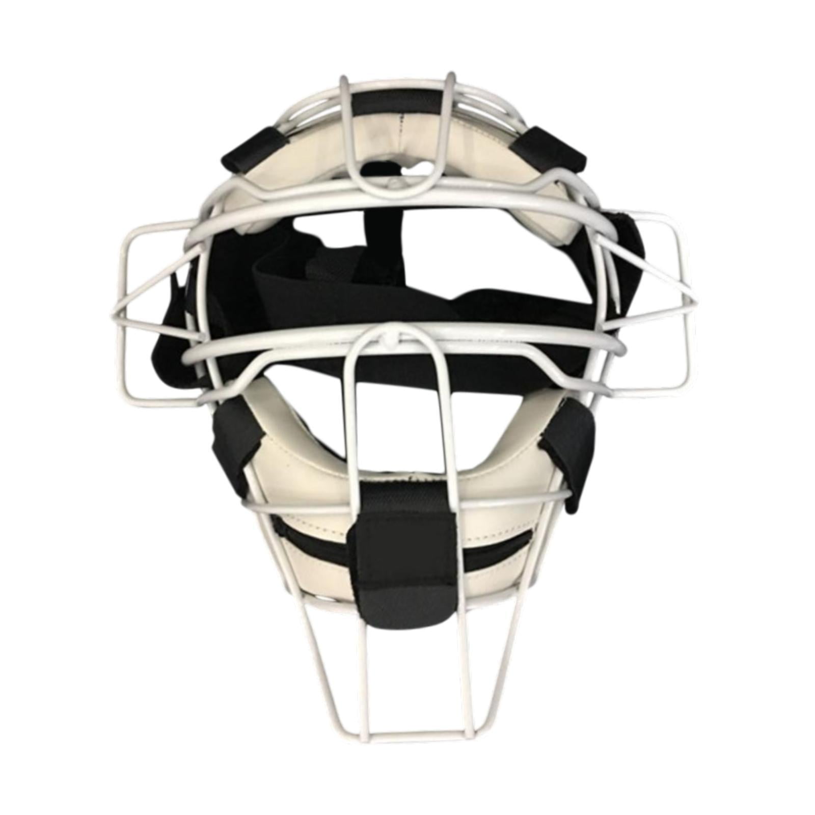 Magideal - Casco De Receptor De Béisbol Con Máscara Facial, Casco De Sóftbol, Universal, Resistente, Protector Facial De Bateo, Protector Facial De Alambre Par Blanco