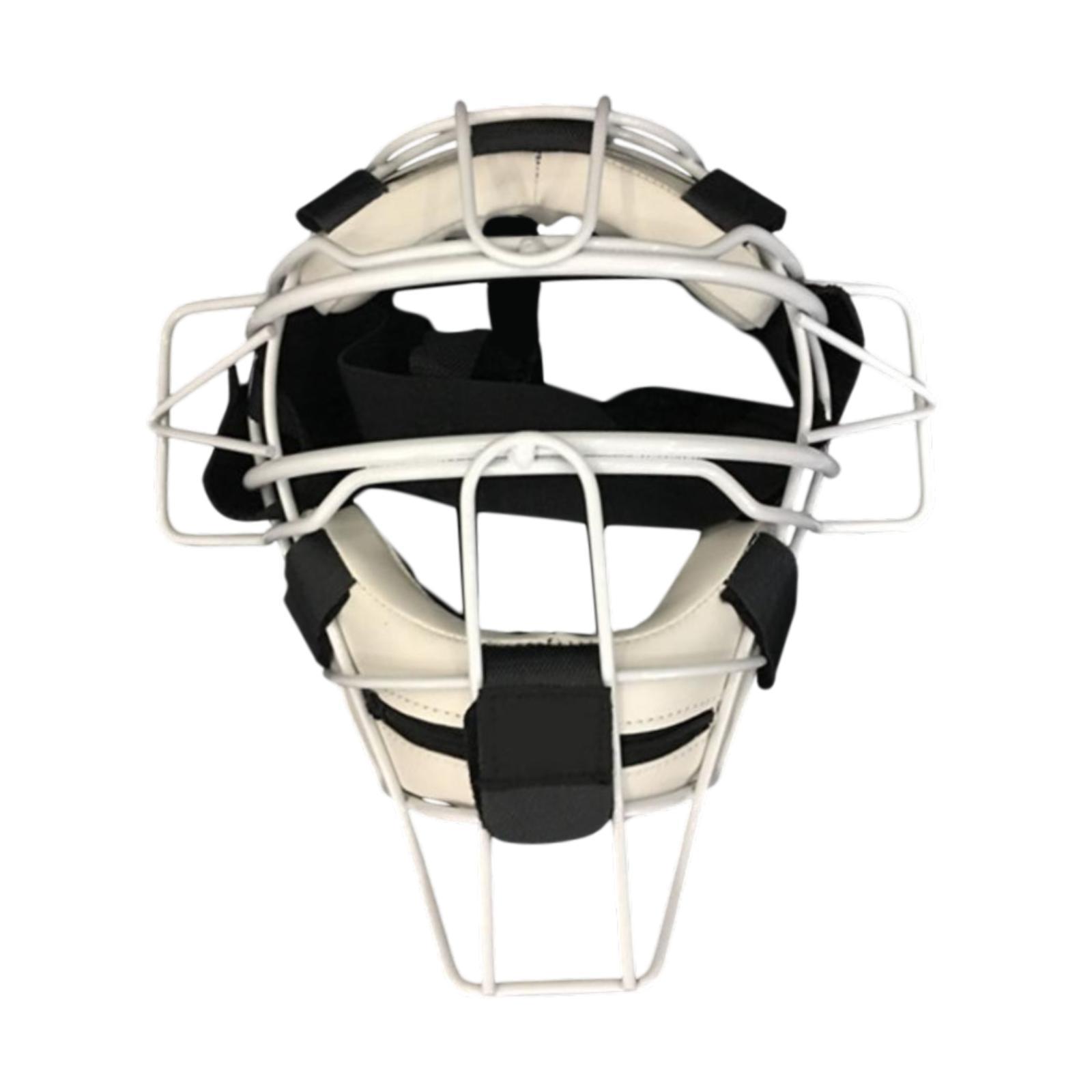 Magideal - Casco De Receptor De Béisbol Con Máscara Facial, Casco De Sóftbol, Universal, Resistente, Protector Facial De Bateo, Protector Facial De Alambre Par Blanco