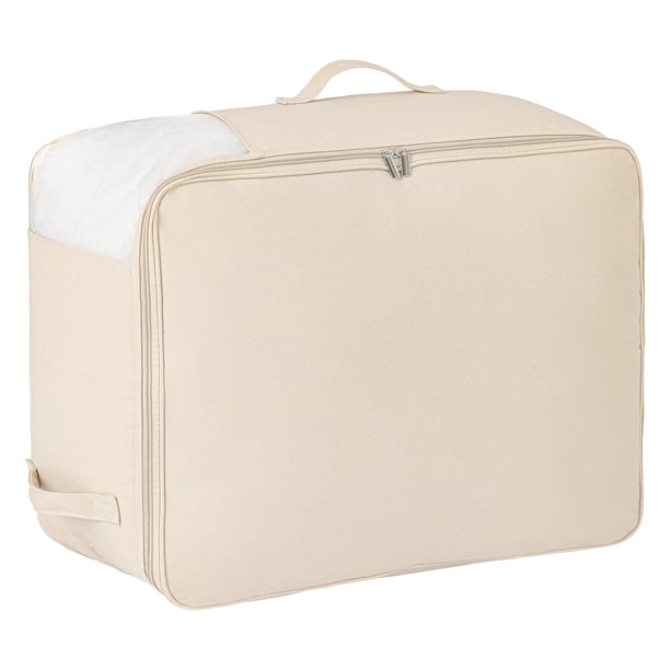 1 Bolsa de Almacenamiento de Ropa Plegable - Organiza Dormitorio, Ropa, Edredones y Armario con Asas Beige 21.3*16.5*11.8in