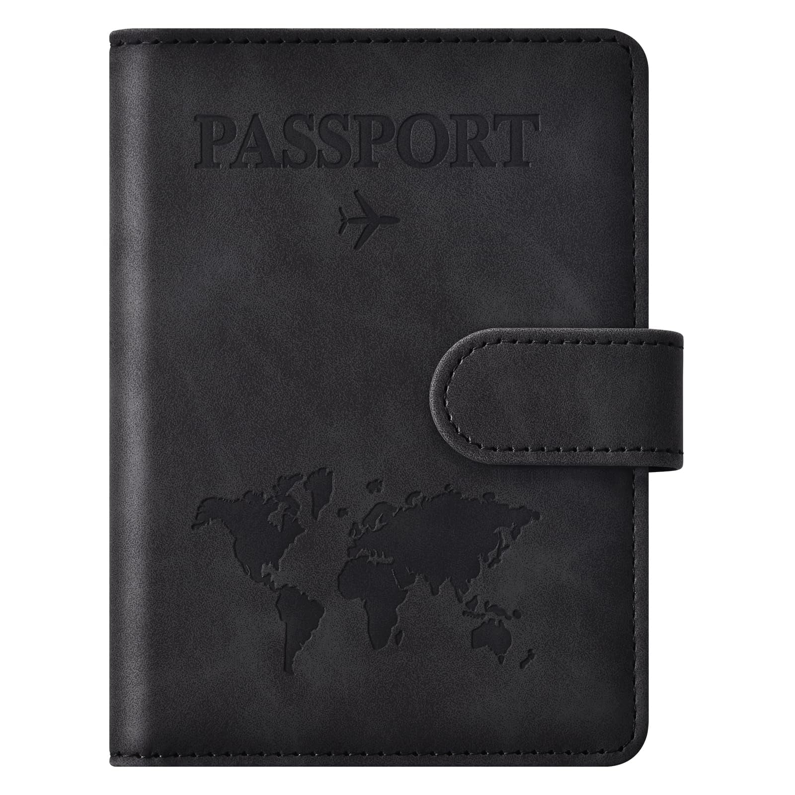 Eoehro - Funda Para Pasaporte Passport Wallet Con Bloqueo Rfid Color Negro