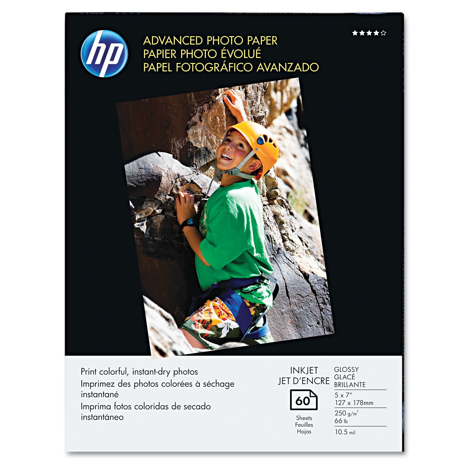 Papel Fotográfico Hp Advanced Glossy De 5 X 7 Pulgadas, 60 Hojas Q8690a