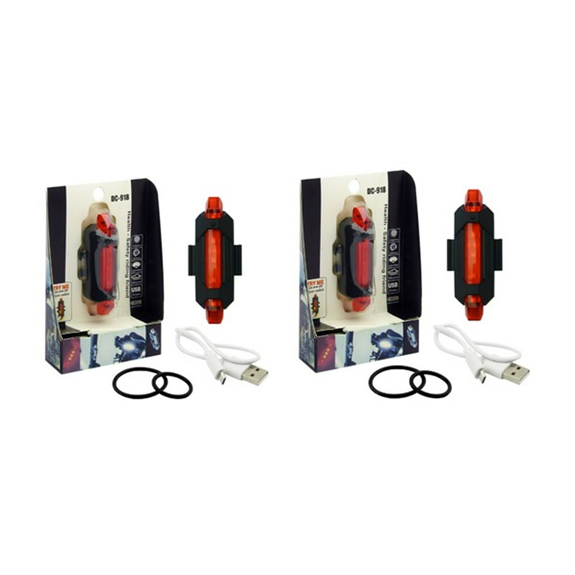 Vipnetwork - Pack 2 Luces Roja 5 Led Recargable Usb Bicicleta