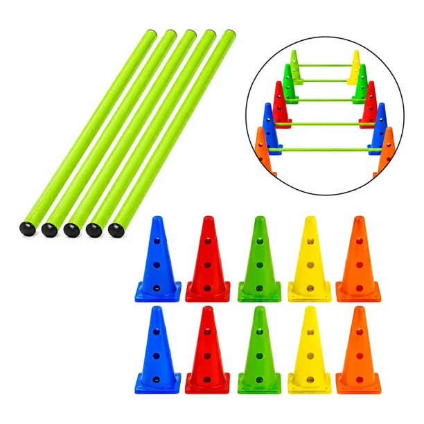 Set de 10 Conos 48 cm con Orificios + 5 Bastones de 100 cm