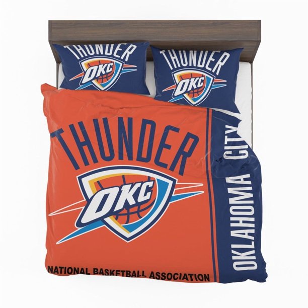 Oklahoma City Thunder NBA Basketball Quilt Duvet Cover Set Bedclothes Soft3-Piece Bedding Set (1 Duvet Cover + 2 Pillow Shams) Bed Sheets