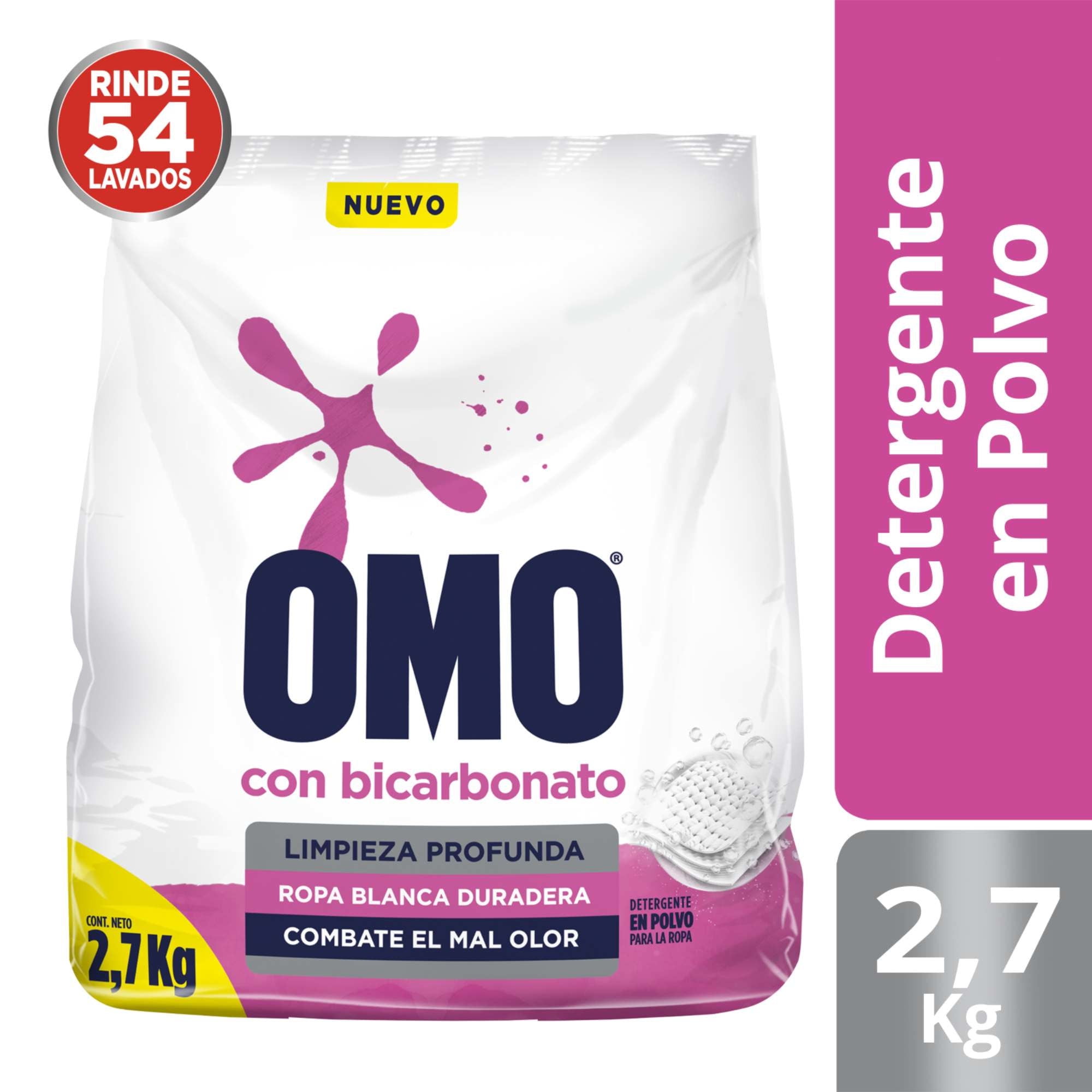 Detergente En Polvo Bicarbonato Ultra Power Bolsa 2,7 kg Omo