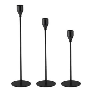 Fliperex - Set 3 Candelabros Porta Velas Negro Decora Centro De Mesa Negro